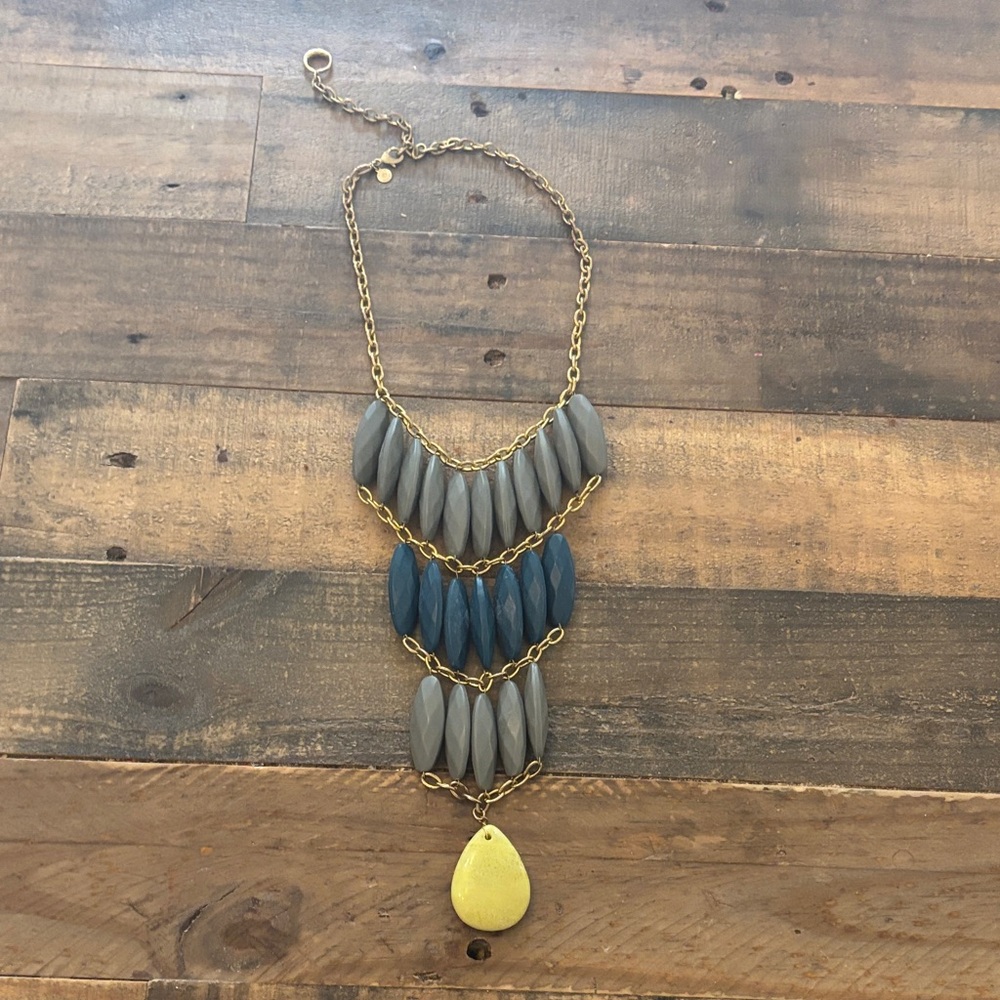 David Aubrey Gold, Grey, and Blue Necklace